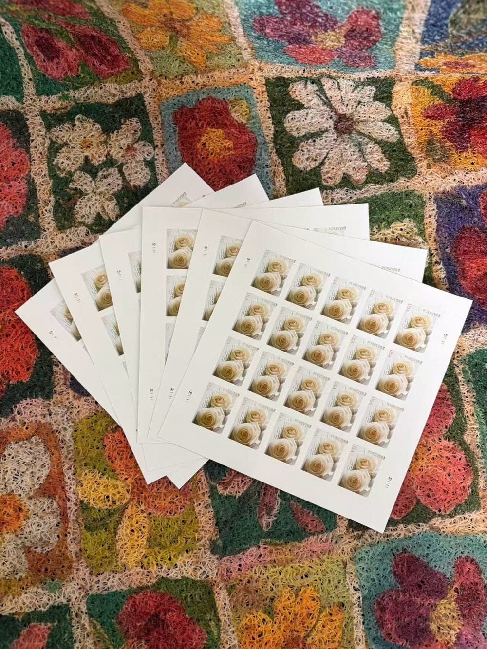 200 lifetime white roses unused wedding forever stamps